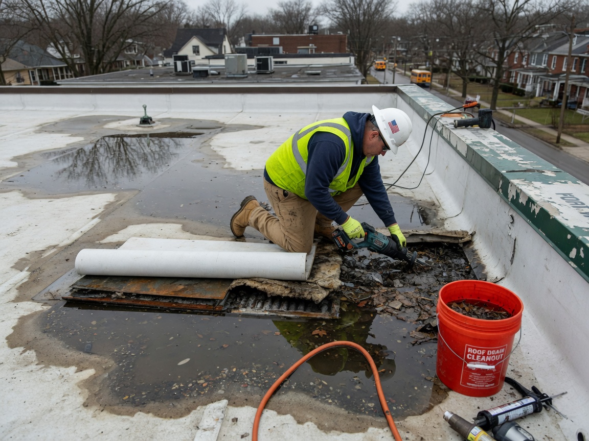 Flat Roof Ponding Water & Drainage Repair in Fort Wayne, IN